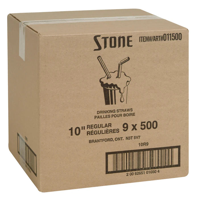 10 Inch Regular Straws White Unwrapped 11500 - 9 x 500