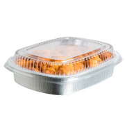 22 Oz Foil Container Silver Base With Clear Lids
