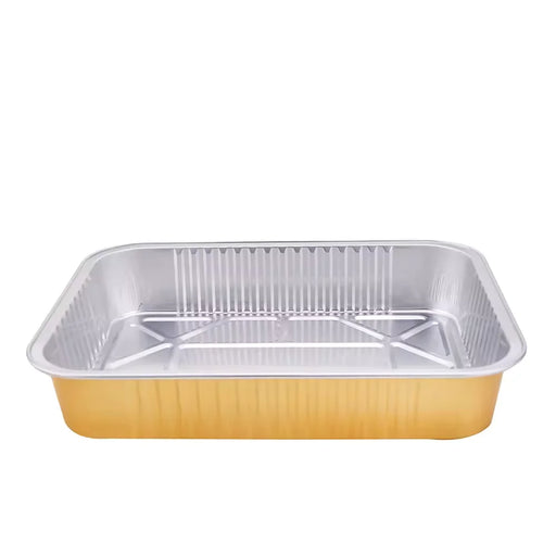 DURA - 32 Oz Foil Container Gold & Silver With Clear Flat Lids - 100/Case