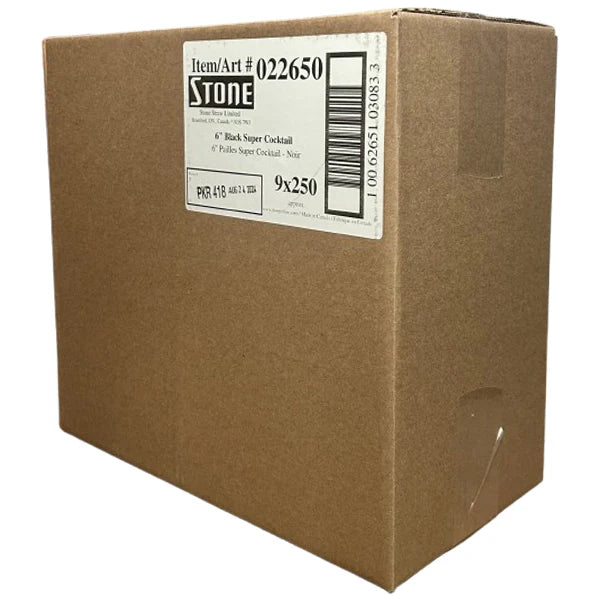 Pailles à cocktail noires non emballées de 6 po 022650 - 9 x 250/Caisse