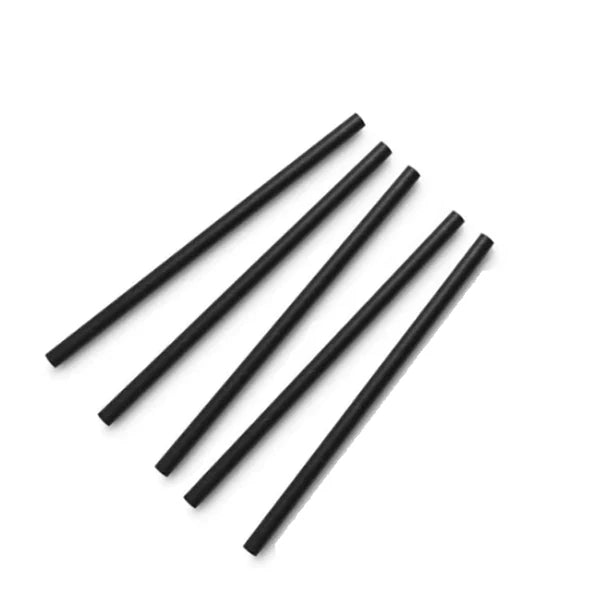 8" Cocktail Straw Black Unwrapped 022950 - 9 x 250/Case