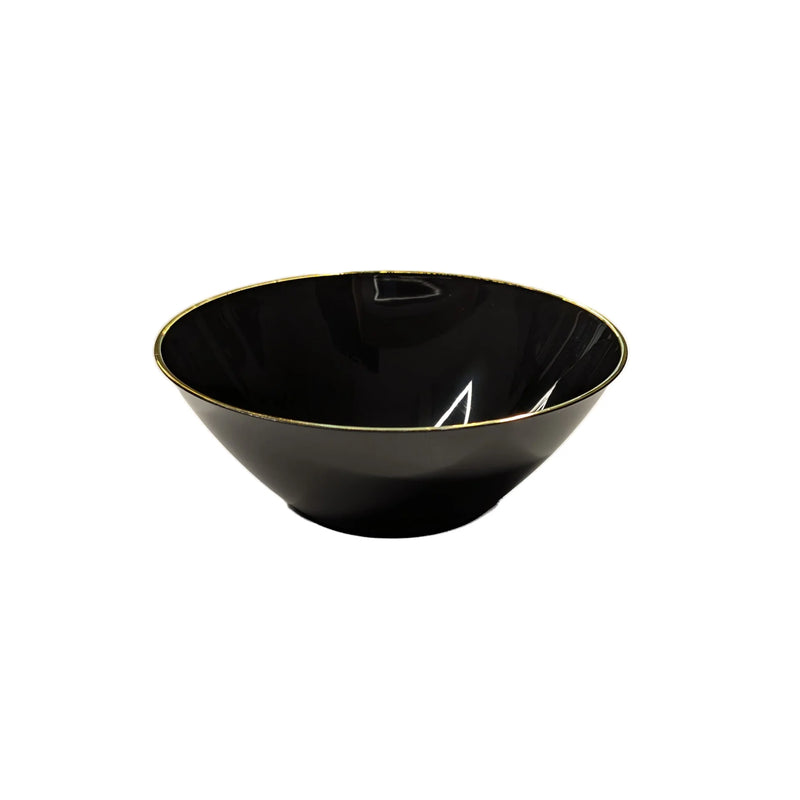 Tazones de plástico negros con borde dorado de 6 oz - Paquete de 10