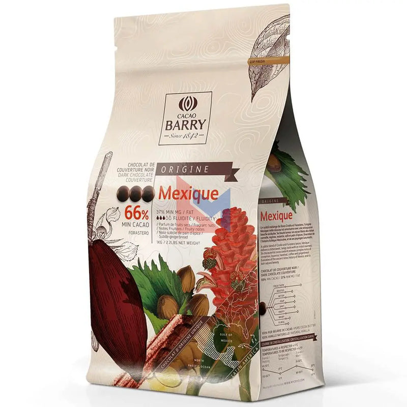 Cacao Barry - Mexique 66% Dark Chocolate Couverture Pistoles - 6 x 1 Kg