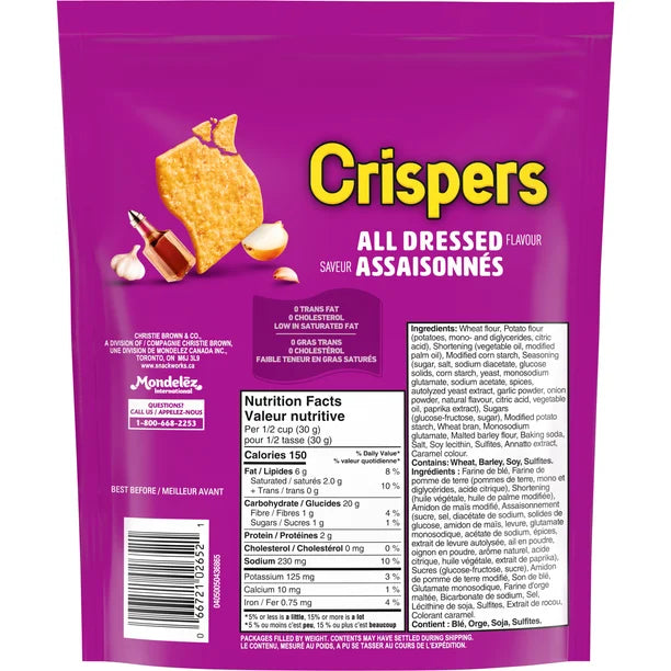 Christie - Crispers All Dressed - 3 x 145g