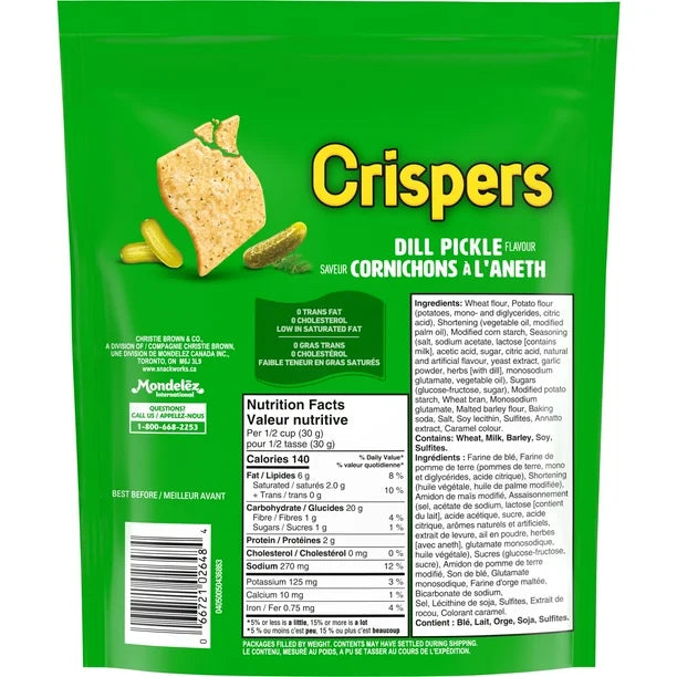 Christie - Crispers Dill Pickle Flavour - 12 x 145g