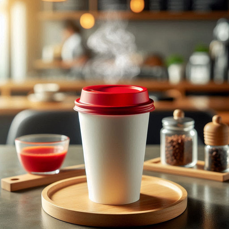 DURA - Tapas para sorbos con forma de cúpula de 10 a 24 oz y 90 mm, color rojo, paquete de 50