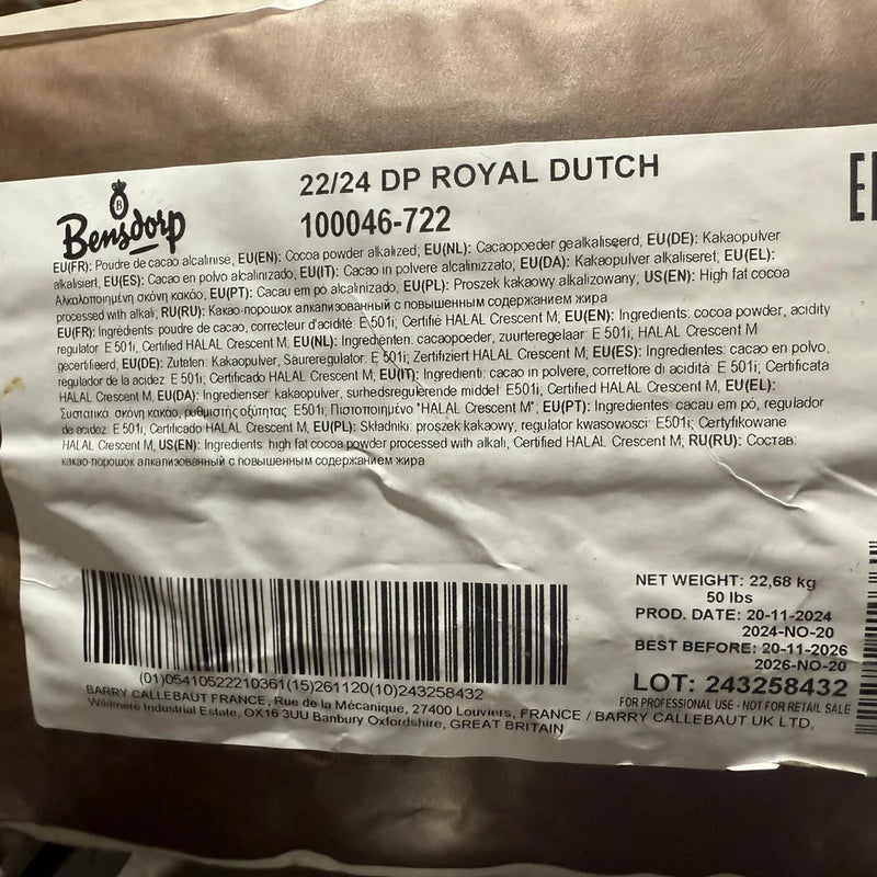 Bensdorp - Cacao en polvo Royal Dutch 22/24 - 50 libras