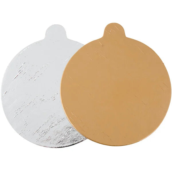 Silver & Gold Reversible Round Dessert Board With Tab 3 1/4" x 0.045" - 100/Pack