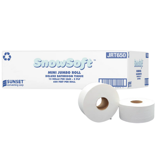 JRT650 - Jumbo 2 Ply Toilet Paper Roll 650' Mini JRT - 12/Case