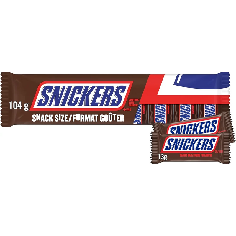 Mars - Snickers Chocolate Candy Bar Snack Size - 104g