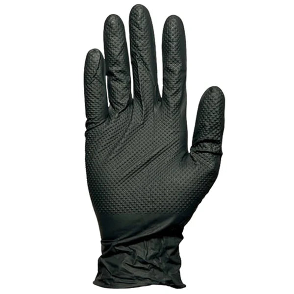 Textured Nitrile Gloves Black Medium Powder Free 8 mil - 100 Pack