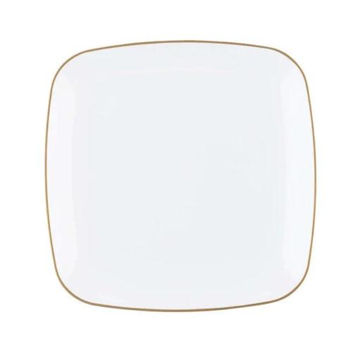 Square Plastic Plates With Gold Rim 7.5 inch, Party Dessert Plates