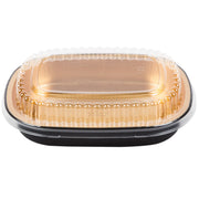 HFA Gourmet To Go - 52Oz Medium Entree Container Gold/Black With Dome Lids -50/Case - Bulk Mart