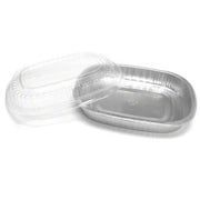 HFA Gourmet To Go - 72 Oz Large Entree Container Silver With Dome Lids -50/Case - Bulk Mart