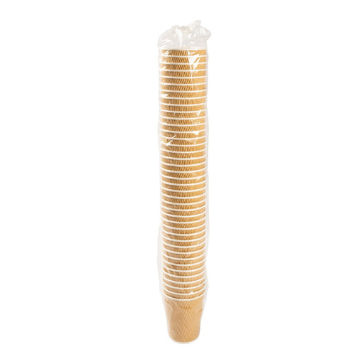 Hy Pax - 12 Oz Kraft Ripple Hot Paper Cup Nature Color - 40/Sleeve - Bulk Mart