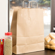 Kraft - 13" x 7" x 13" Kraft Paper Bag With Handle - 250/Case - Bulk Mart