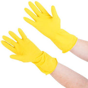 MC - Extra Large Cleaning Gloves Yellow Q-Grip - 12 Pairs - Bulk Mart