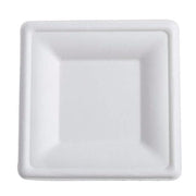 New Wave - 6" Square Sugarcane & Bamboo Bagasse Plate - 50/Sleeve - Bulk Mart