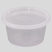 PCM - S-12 - 12 Oz Clear Microwavable Deli Container + Lid - 24 Sets - Bulk Mart