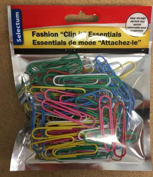 Selectum - 50mm Paper Clips Assorted Color In Zip Bag - 80/Pack - Bulk Mart